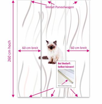 Majesti Katzenbaby Flächenvorhang - 3teiliges Set Flächenvorhang 3er Set, Schiebegardine, Schiebegardinen, blickdicht, Flächenvorhang blickdicht, Schiebevorhang,